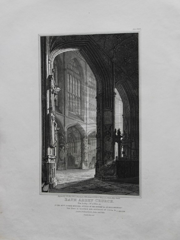 F Mackenzie - The Abbey Church, Bath engraved by J Le Keux 1825