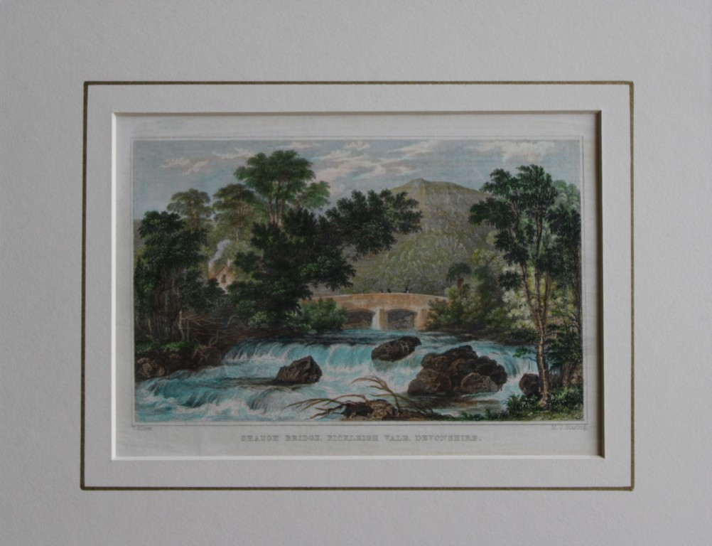 Thomas Allom -  Shaugh Bridge, Devon engraved by MJ Starling 1829
