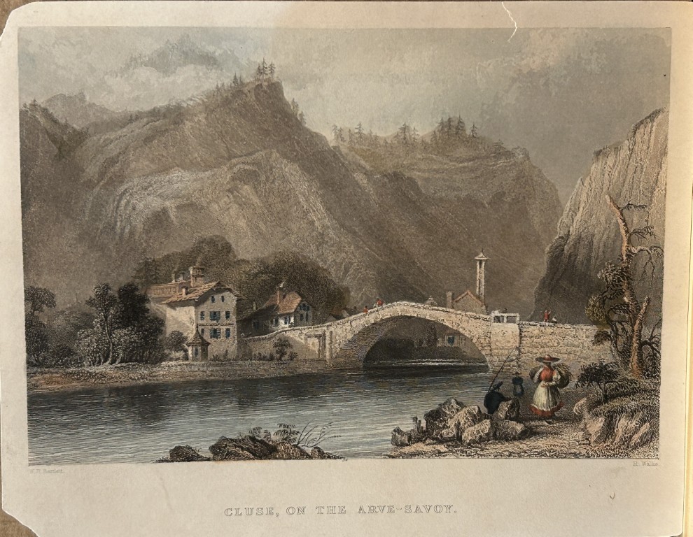 WH Bartlett - Cluse on the Arve-Savoy engraved by R Wallis 1836
