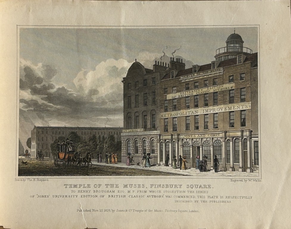 Thomas Shepherd - Temple of the Muses, Finsbury Square engraved by W Wallis 1828