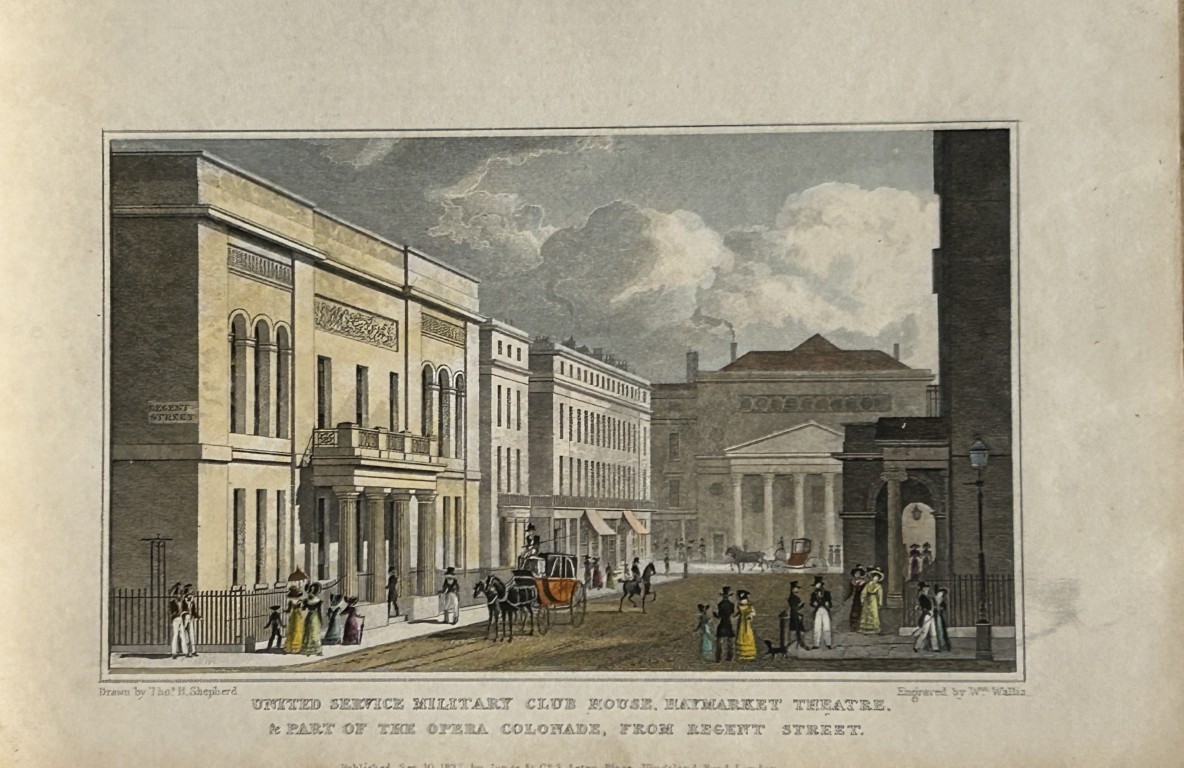 Thomas Shepherd -  Haymarket Theatre etc engraved by W Wallis 1828