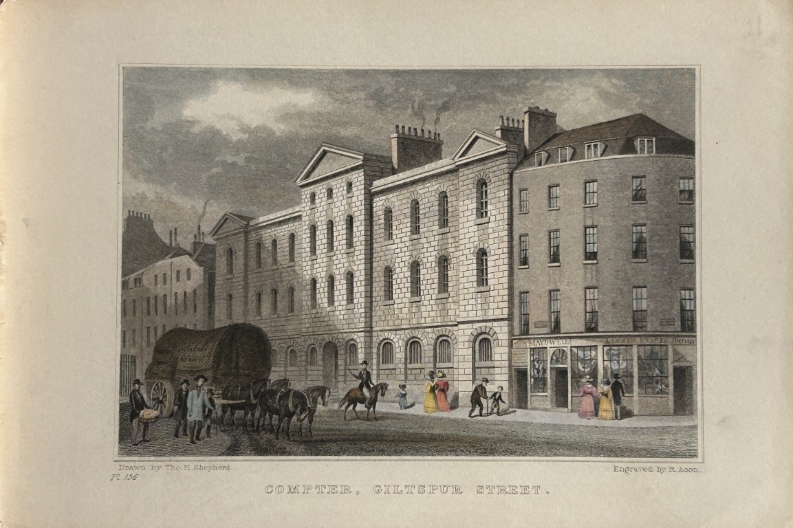 Thomas Shepherd - Compter, Giltdpur St engraved by R Acon 1828