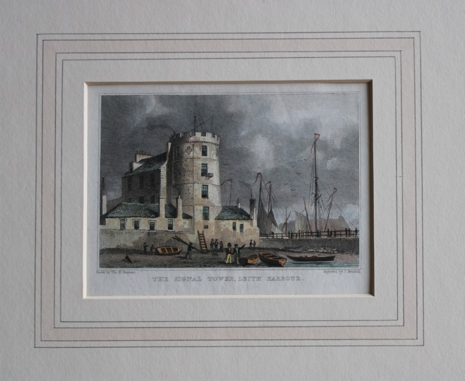 T Shepherd - Signal tower, Leith Harbour, Edinburgh engraved by J Henshall 1829