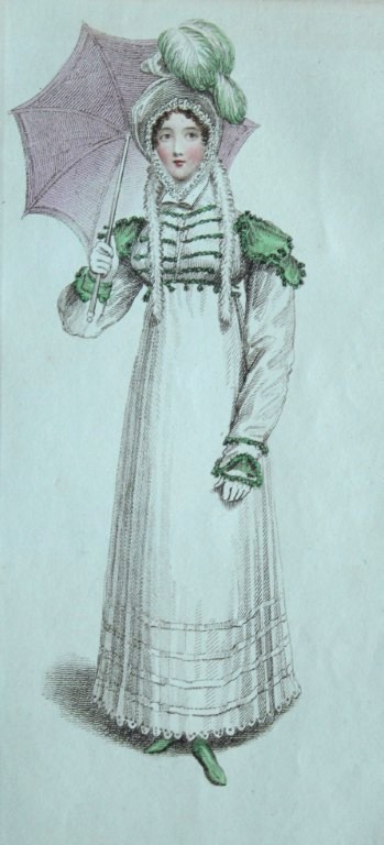 R Ackermann - Hand coloured engraving of a Walking Dress 1816