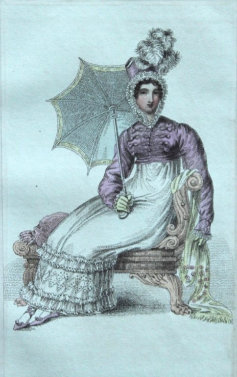 R Ackermann - Hand coloured engraving of a Promenade Dress 1816