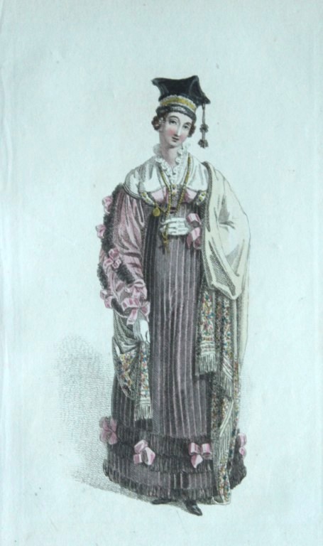 R Ackermann - Hand coloured engraving of a Carriage Dress 1816