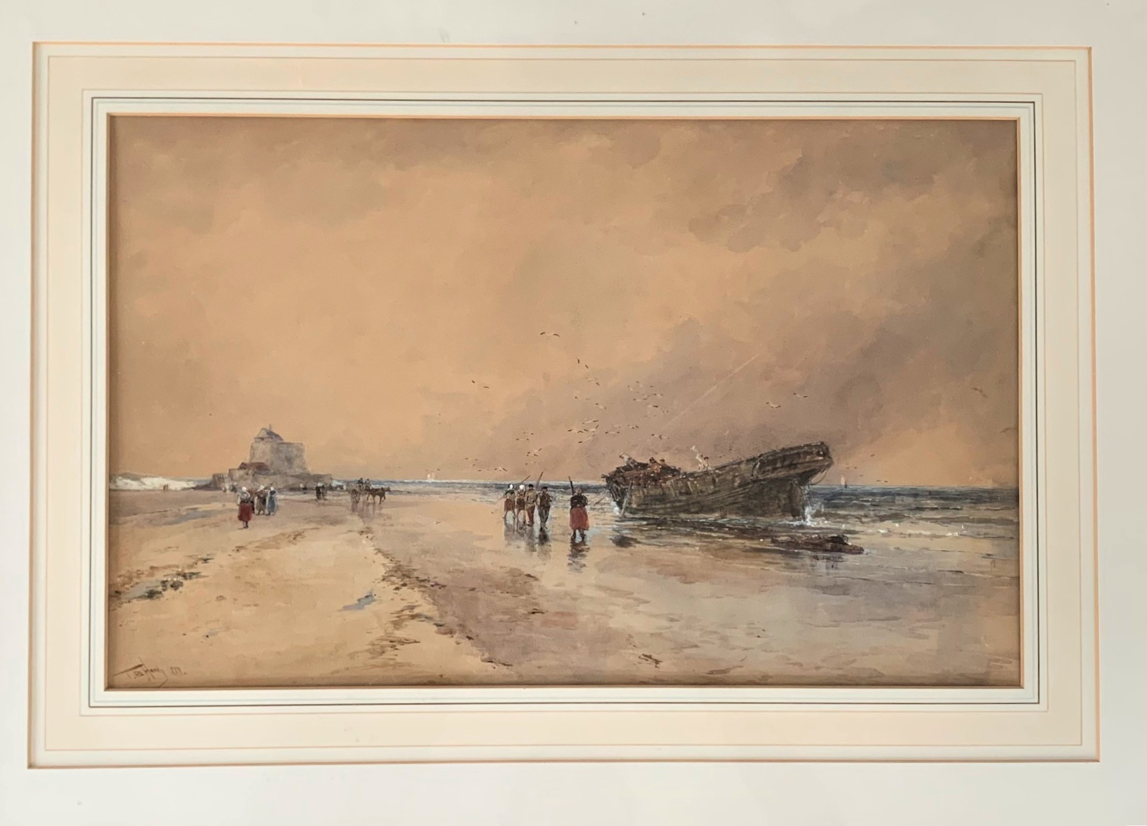 Thomas Bush Hardy - Original watercolour of Schweningen Beach 1889