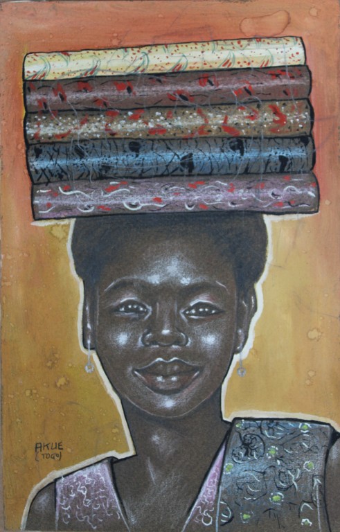 Adoboe Akue - original signed painting of African tribal art c1990