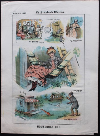Tom Merry political cartoon - Houseboat life 1887