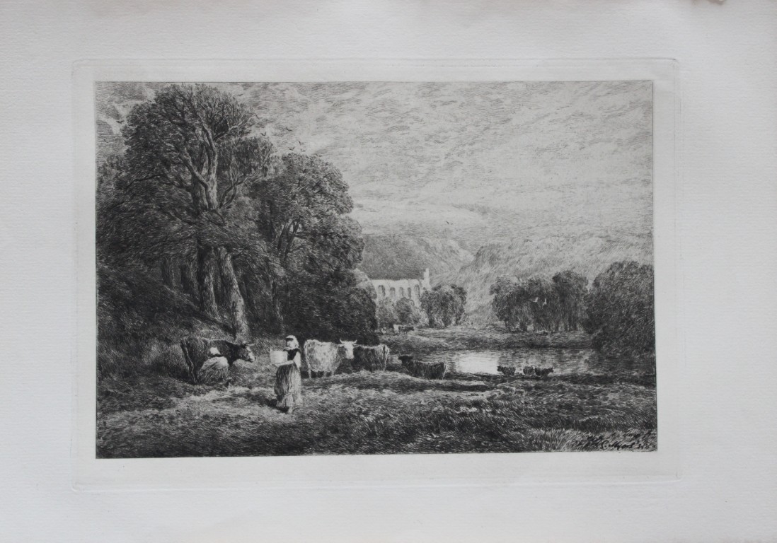 Bolton Abbey by David Cox etched by S Myers 1885