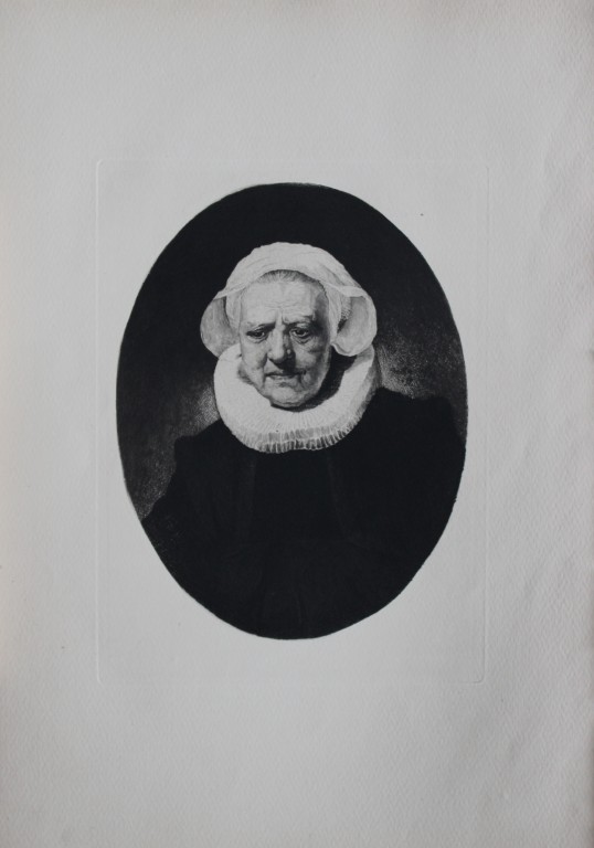 An Old Lady by Rembrandt van Rijn engraved by W Wright North 1885