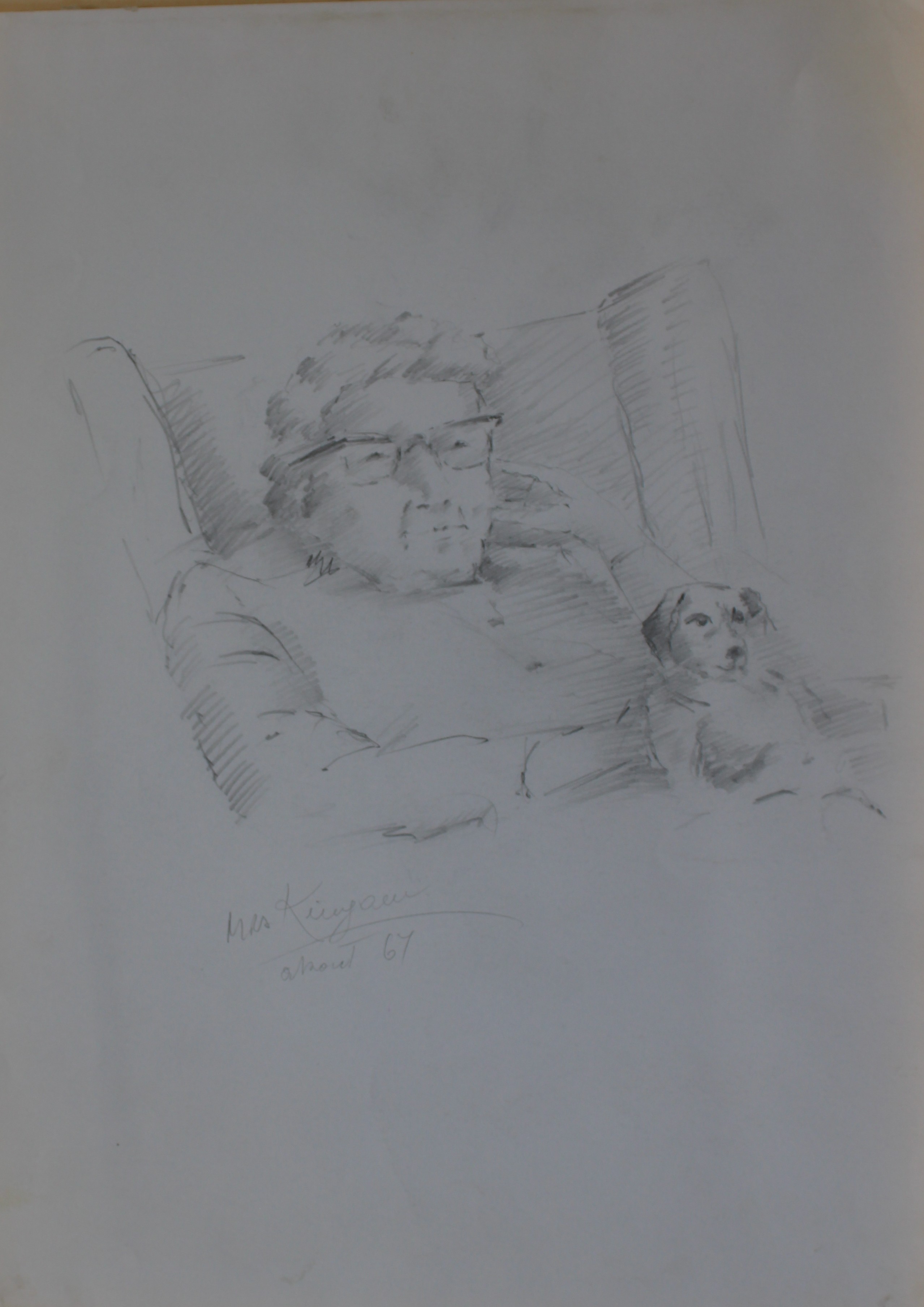Sergio Salvagnini  - Original pencil drawing of an old lady 1967