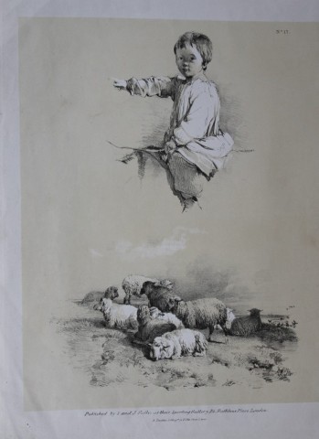 Thomas Sidney Cooper - Lithograph of a child and sheep 1837