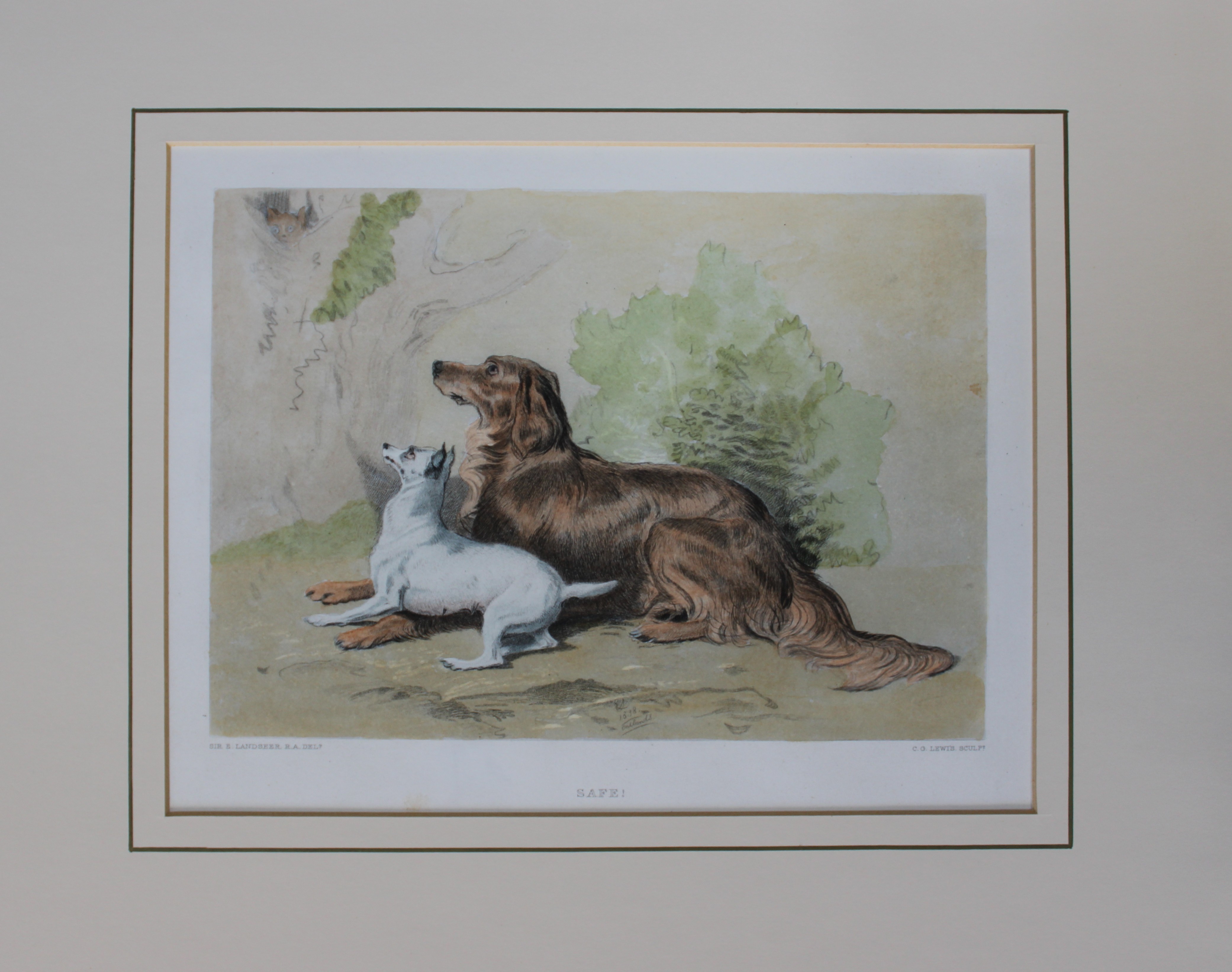 Sir E Landseer - Safe! Terrier and Setter engraved by CG Lewis 1876