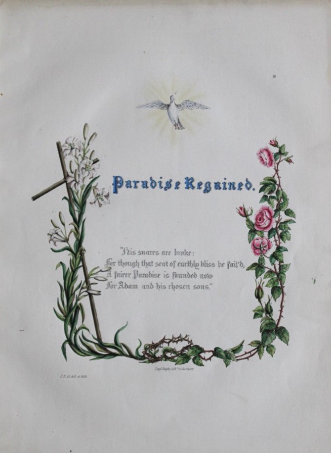 Jane E Giraud - Hand coloured print from Flowers of Milton 1846