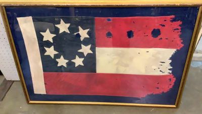 Stars and Bars. Original flag of the Confederacy, used from 1861-1863....7 stars on blue upper 