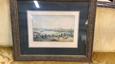 Louis Le Breton Lithograph. View of Boston....hand colored..17 x 12.5 inches, professional frame 