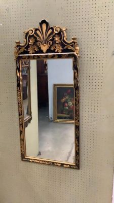 Chinoiserie Mirror. 52 X 22 Inches, Frame Decoration Of Foliage And Various Birds, Upper Crest 