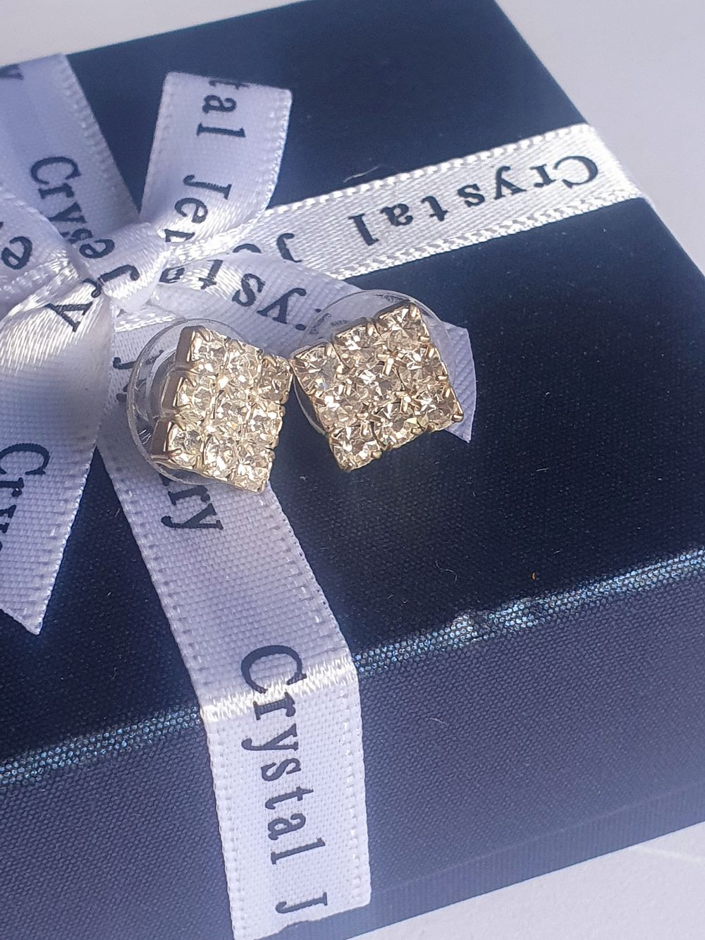 Lot 247: Square diamante stud earrings