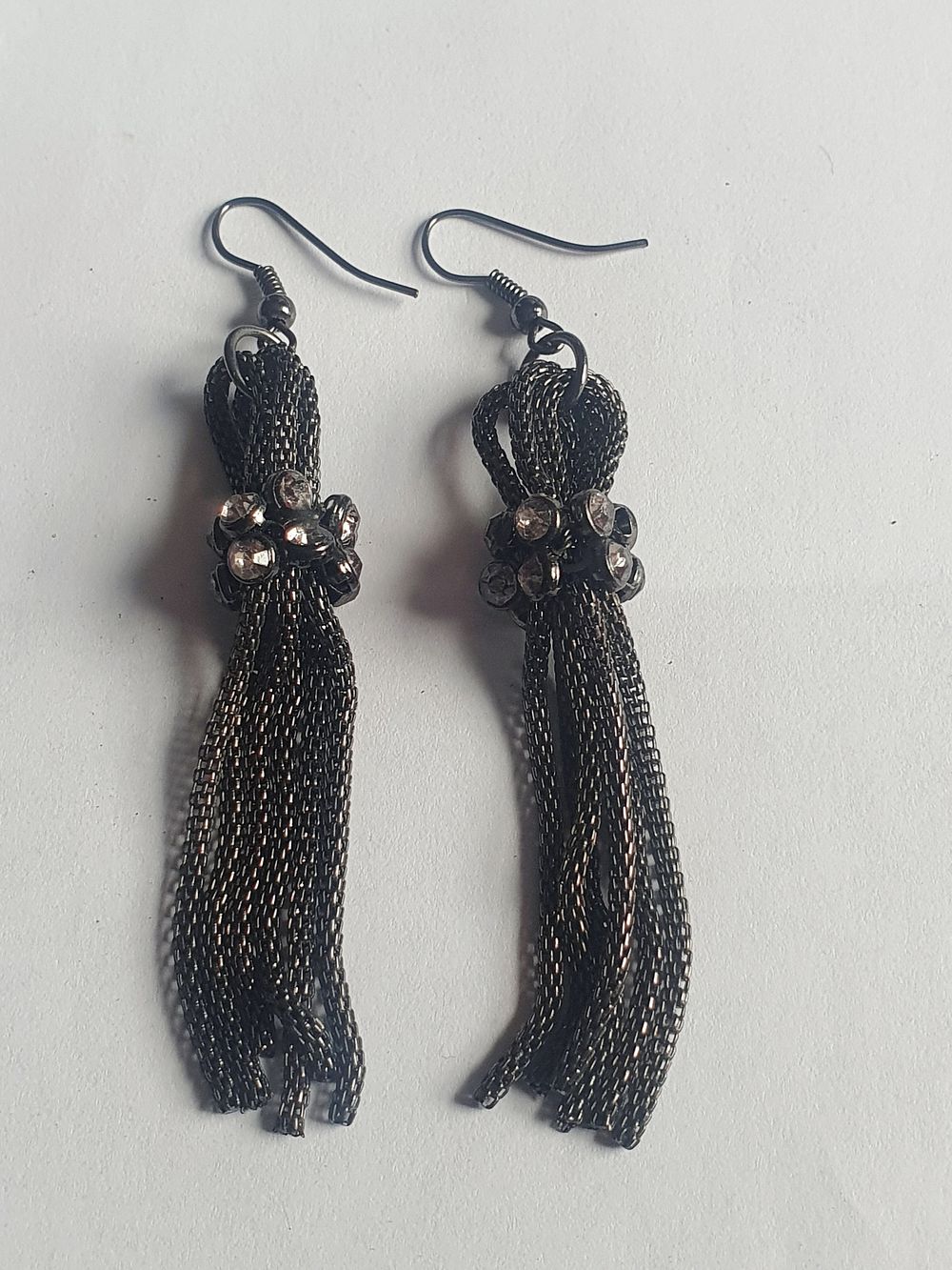 Lot 256: Diamante Tassle Drop Earrings
