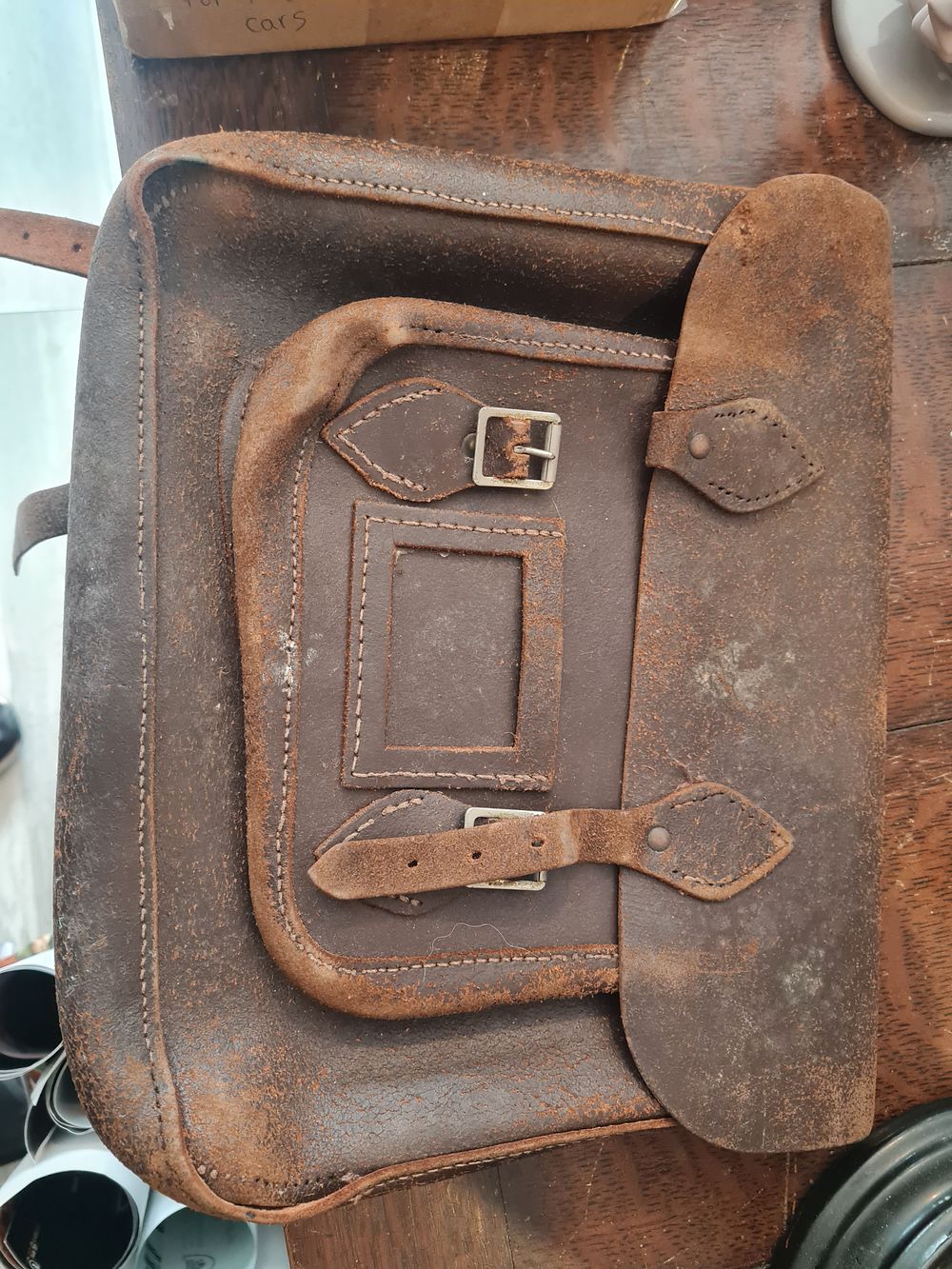Lot 331: Antique leather bag