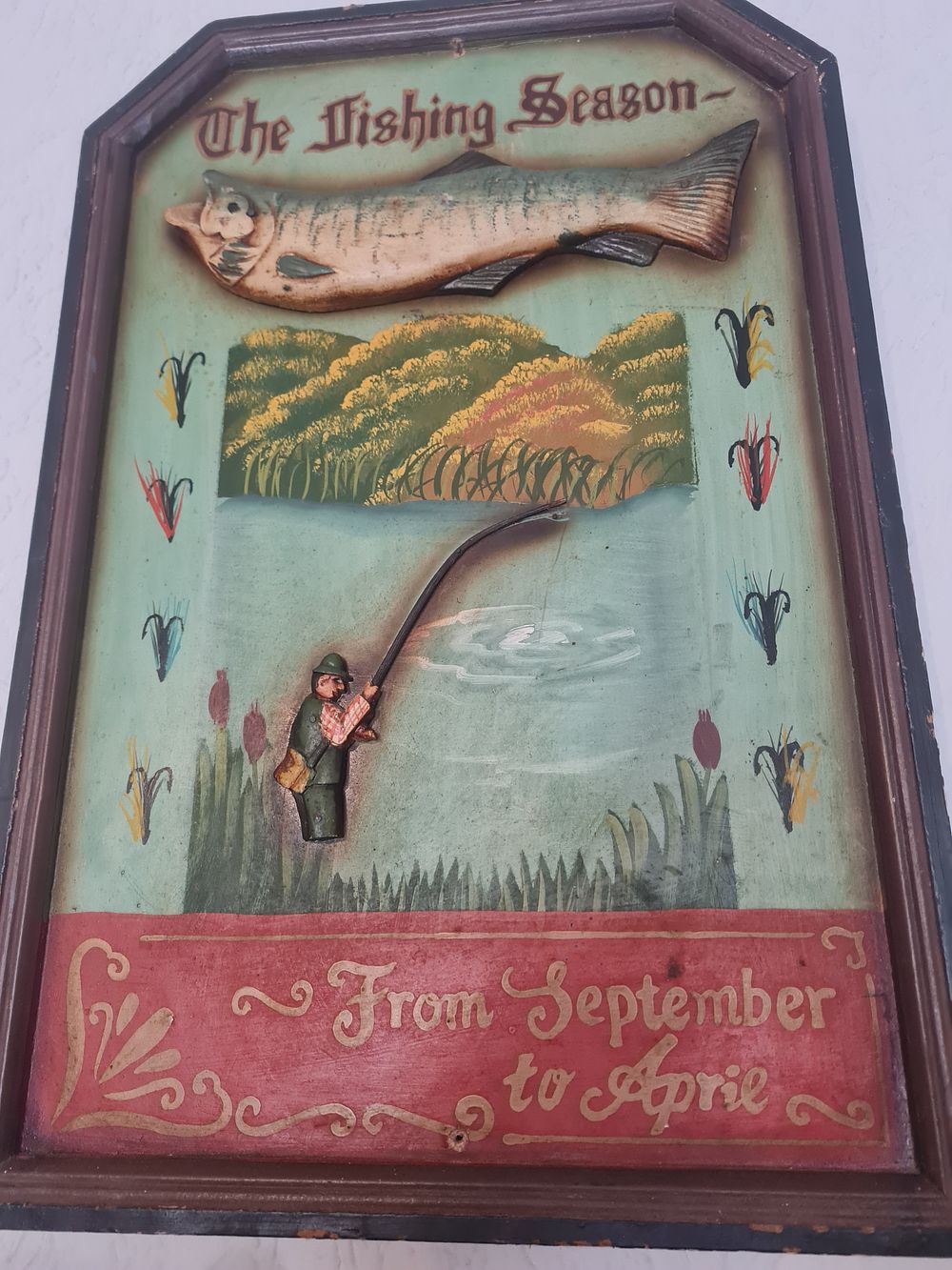 Lot 373: The fishing season large wooden sign