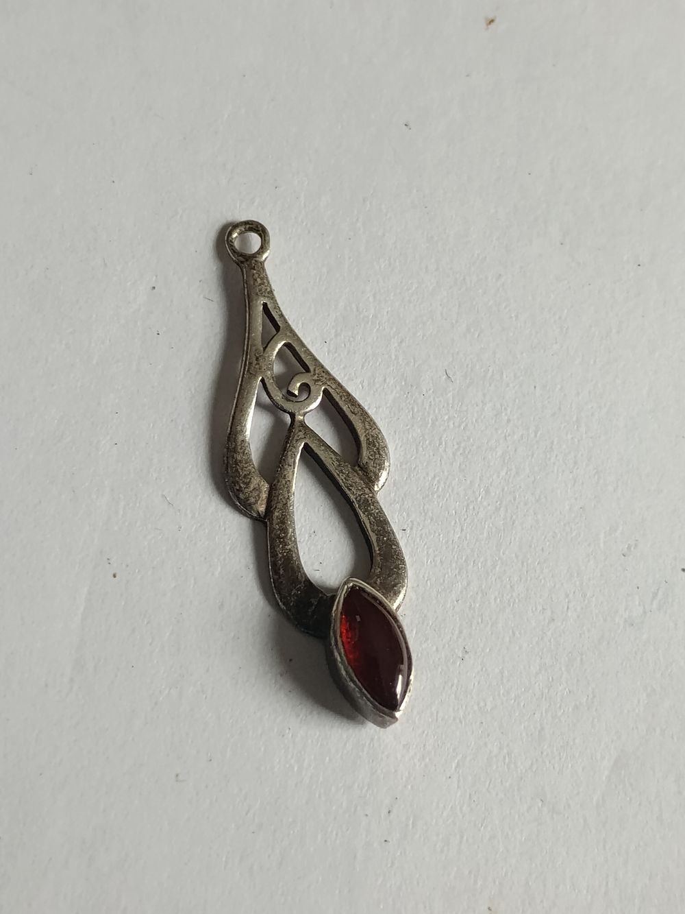 Lot 219: Vintage Sterling Silver Amber Stone Pendant