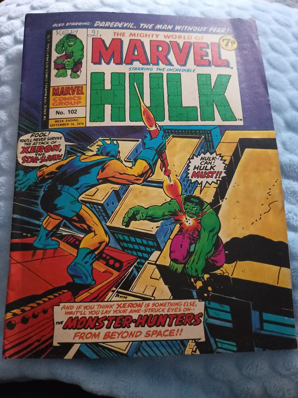 Lot 97: 1974 Vintage Comic The Mighty World Of Marvel Starring The Incredible Hulk