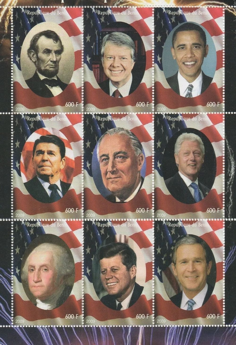Lot 257: Presidents of the USA stamp sheetlet