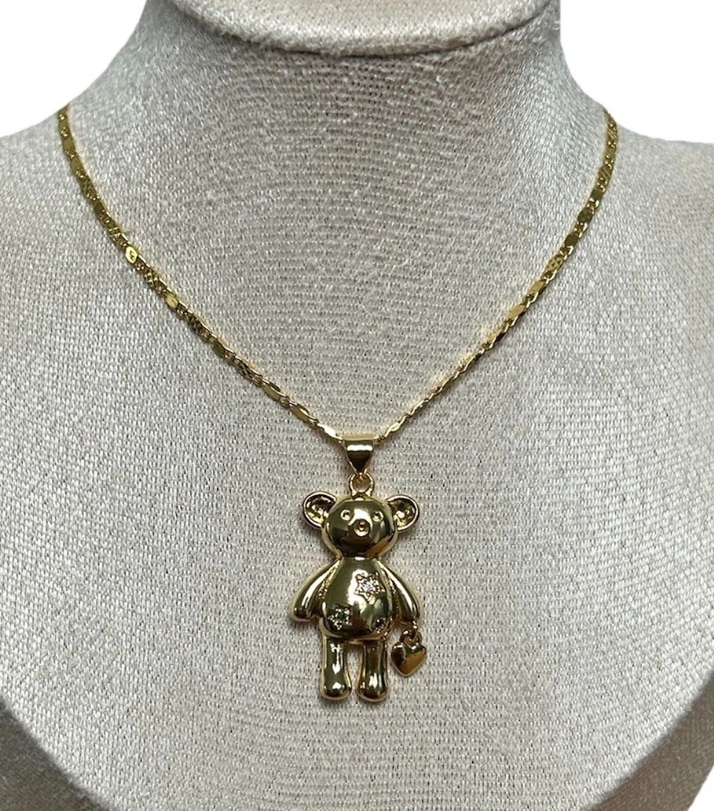 Lot 277: 18ct Gold Filled CZ Encrusted Teddy Bear Necklace