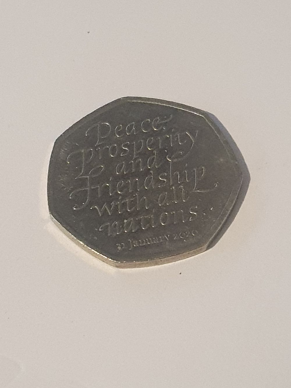 Lot 156: Peace 50p coin
