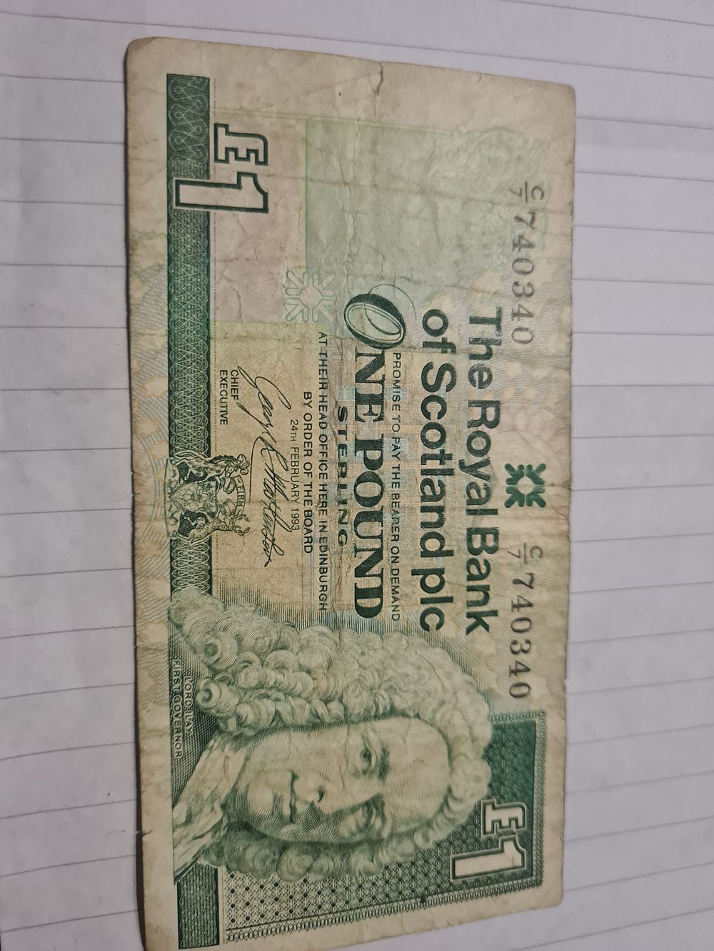 Lot 206: The royal bank pf Scotland one pound note