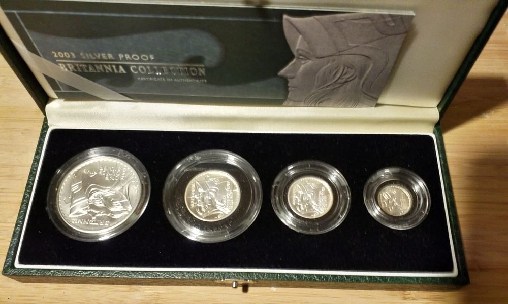 Lot 190: Silver proof coin set x 4