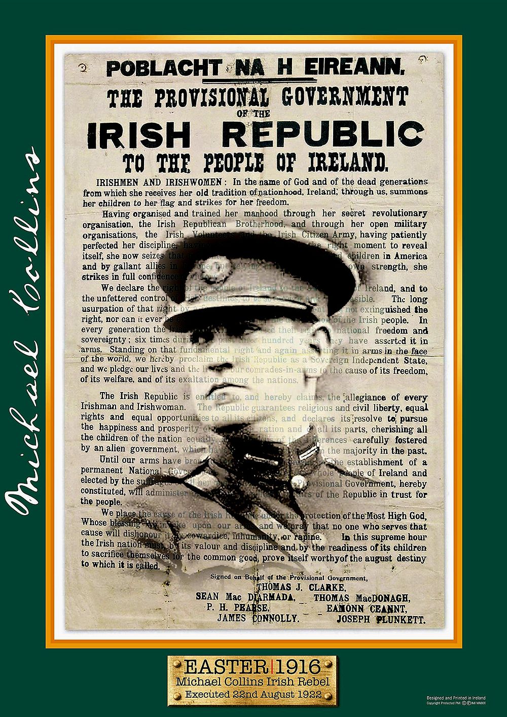 Lot 329: Micheal Collins High Gloss Print With Cardboard Backing sleeve