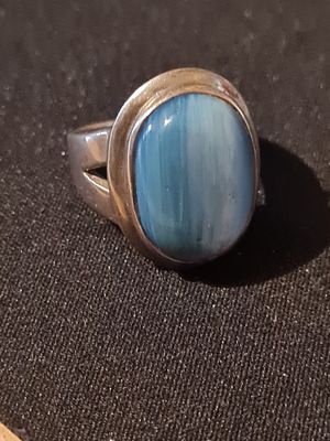 Vintage silver stamped ring large blue stone