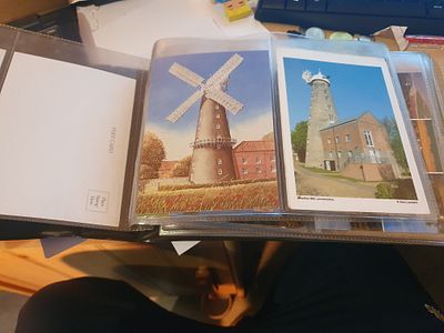 Vintage post card album windmills