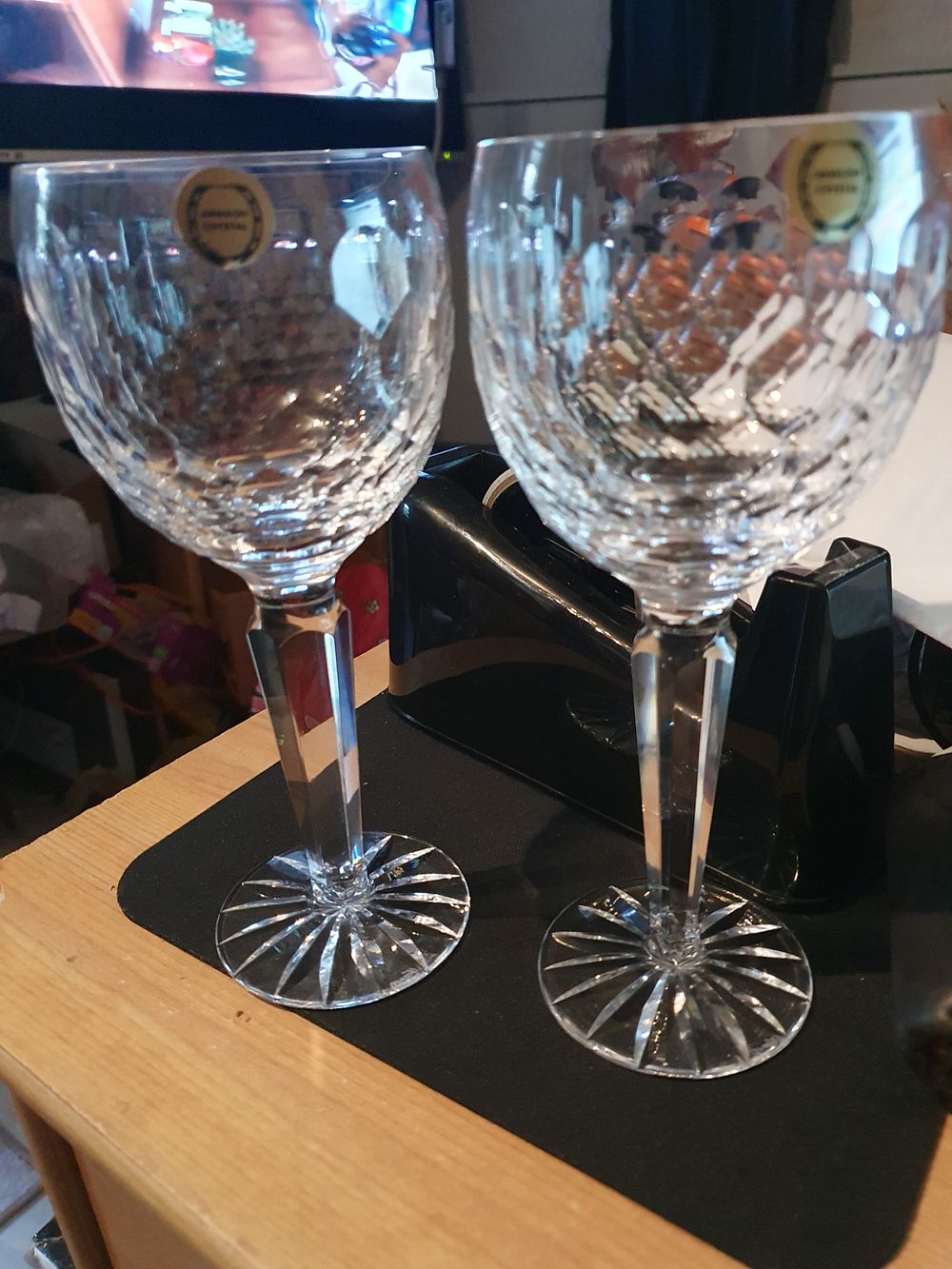 Lot 18y: 2 very large armagh crystals glasses