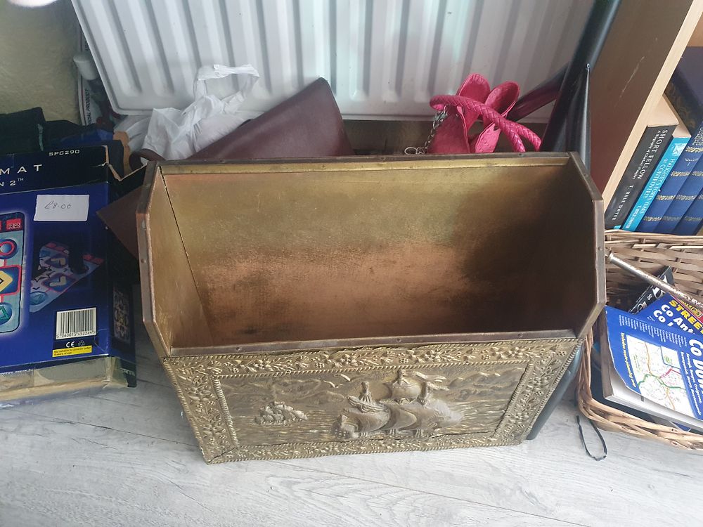Lot 197: Large brass magazine rack