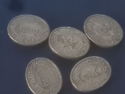 lot of 1830s vintage tokens x 5
