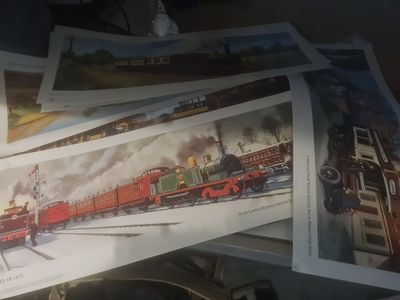Collection of vintage train prints