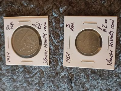 2 vintage cased Spanish coins