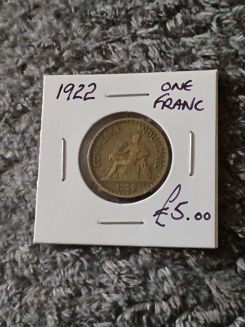 Lot 107: 1922 one franc french
