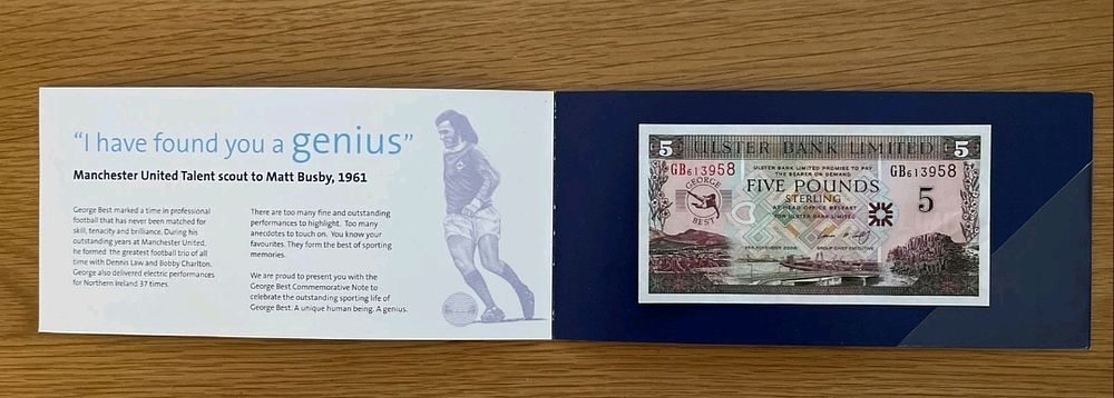Lot 170: George Best 5 Pound Note with Presentation Wallet