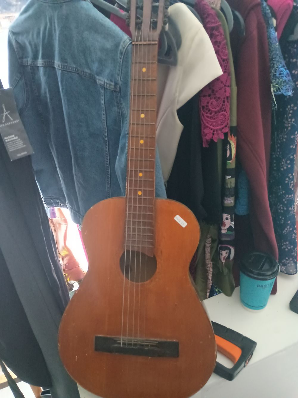 Lot 264: Wooden guitar