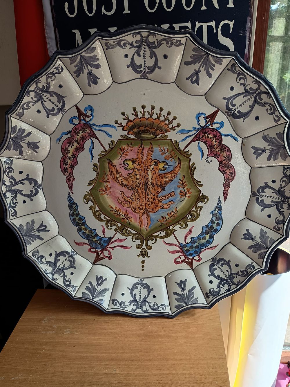 Lot 357: Antique large stamped collecable platter