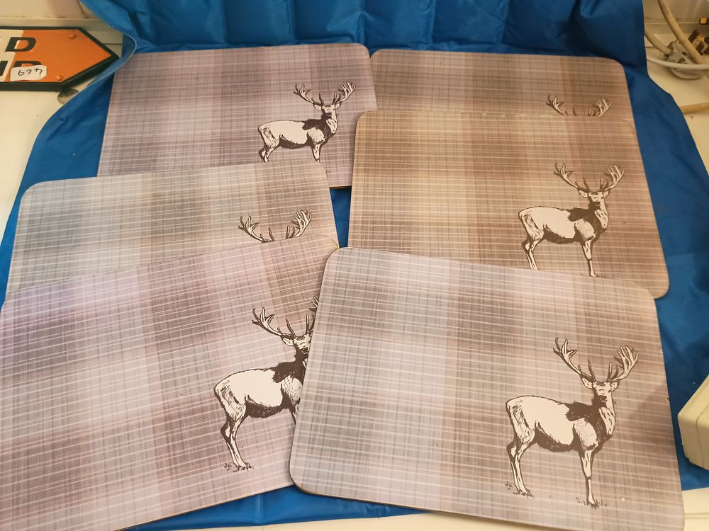 Lot 9b: Set of 6 stag placemats