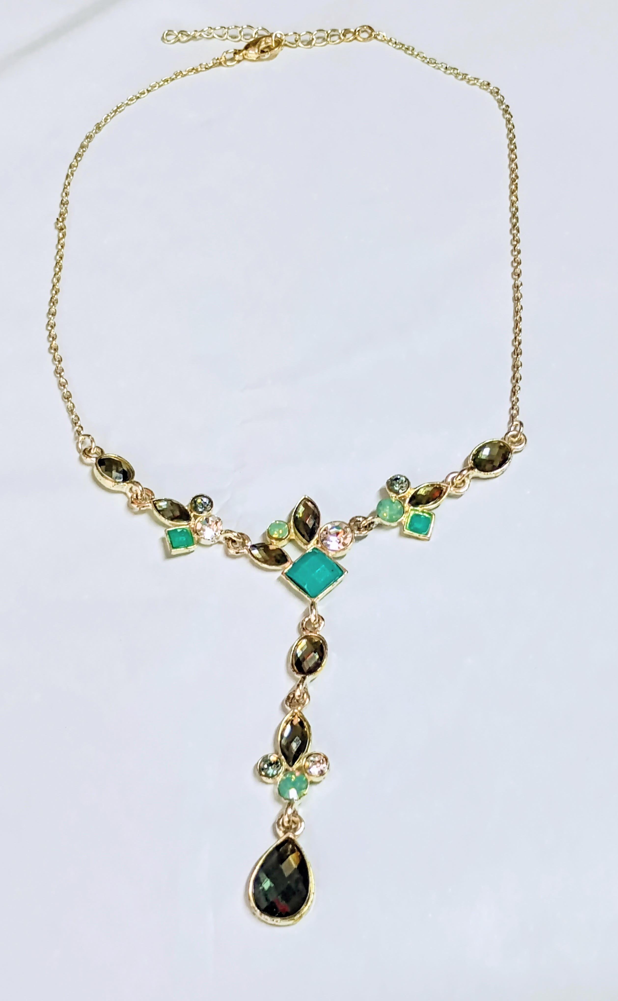 Beautiful Y Drop Necklace with Multistones
