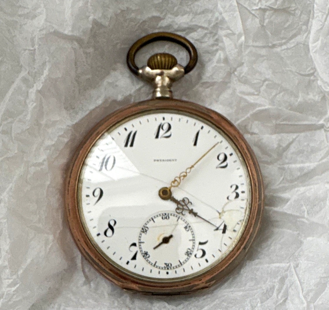 President Grand Prix Paris 1900 Silver Full Hunter Mechanical Pocket Watch