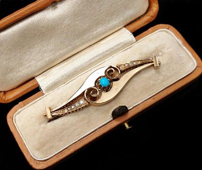 ЗОЛОТО 56 проба! СТИЛЬНАЯ И ЭЛЕГАНТНАЯ БРОШЬ С БИРЮЗОЙ И ЖЕМЧУГОМ!. ЗОЛОТО 56 ПРОБА! ЦАРСКАЯ 