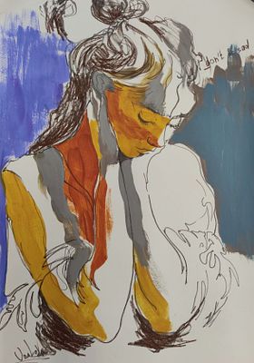 &laquo; Не грусти&raquo; Удалов Константин Николаевич . 42 х 59,5 , А2. Бумага , акрил, см. техника. 